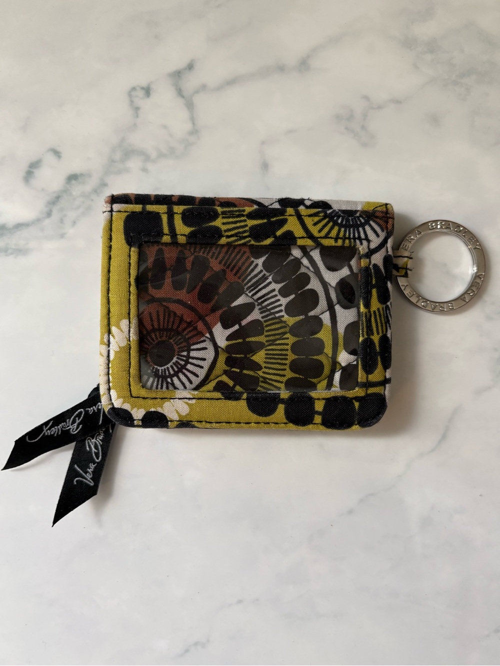Vera Bradley Zip ID Case Wallet Retired Cocoa Moss Pattern Quilted Grannycore